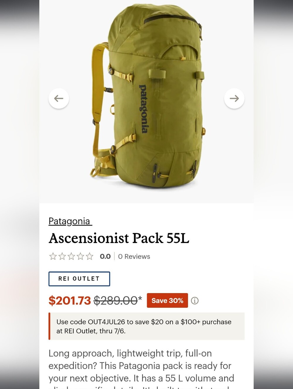 NWOT Patagonia Ascensionist Pack 55 Liters - Picture 13 of 14